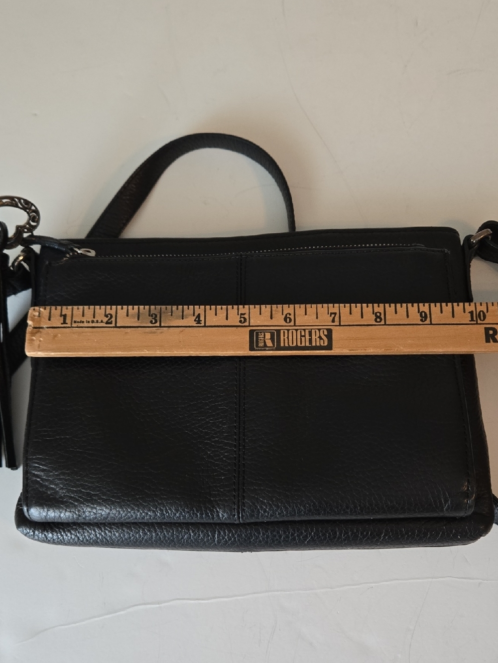 Brighton Black Leather Crossbody with Heart Charm - Picture 7 of 10